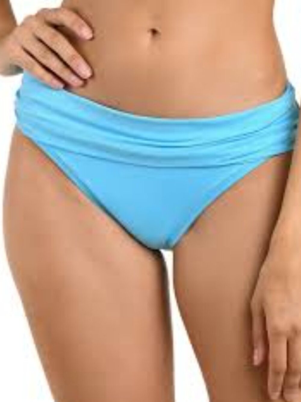 La Blanca Island Goddess Shirred Banded Bikini Bottoms – Aquamarine/Sky Blue – S